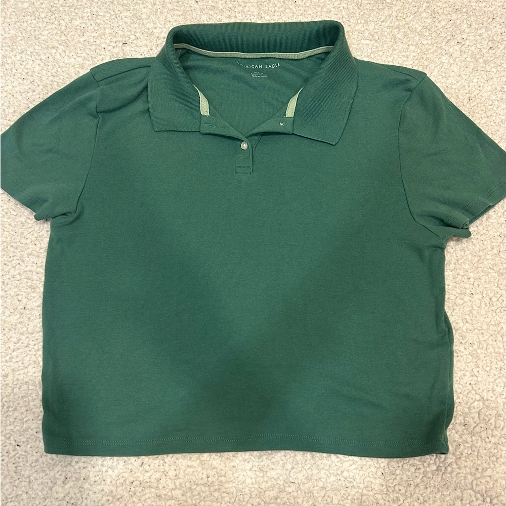 American Eagle - Women’s Cropped Collared Shirt w/ Buttons